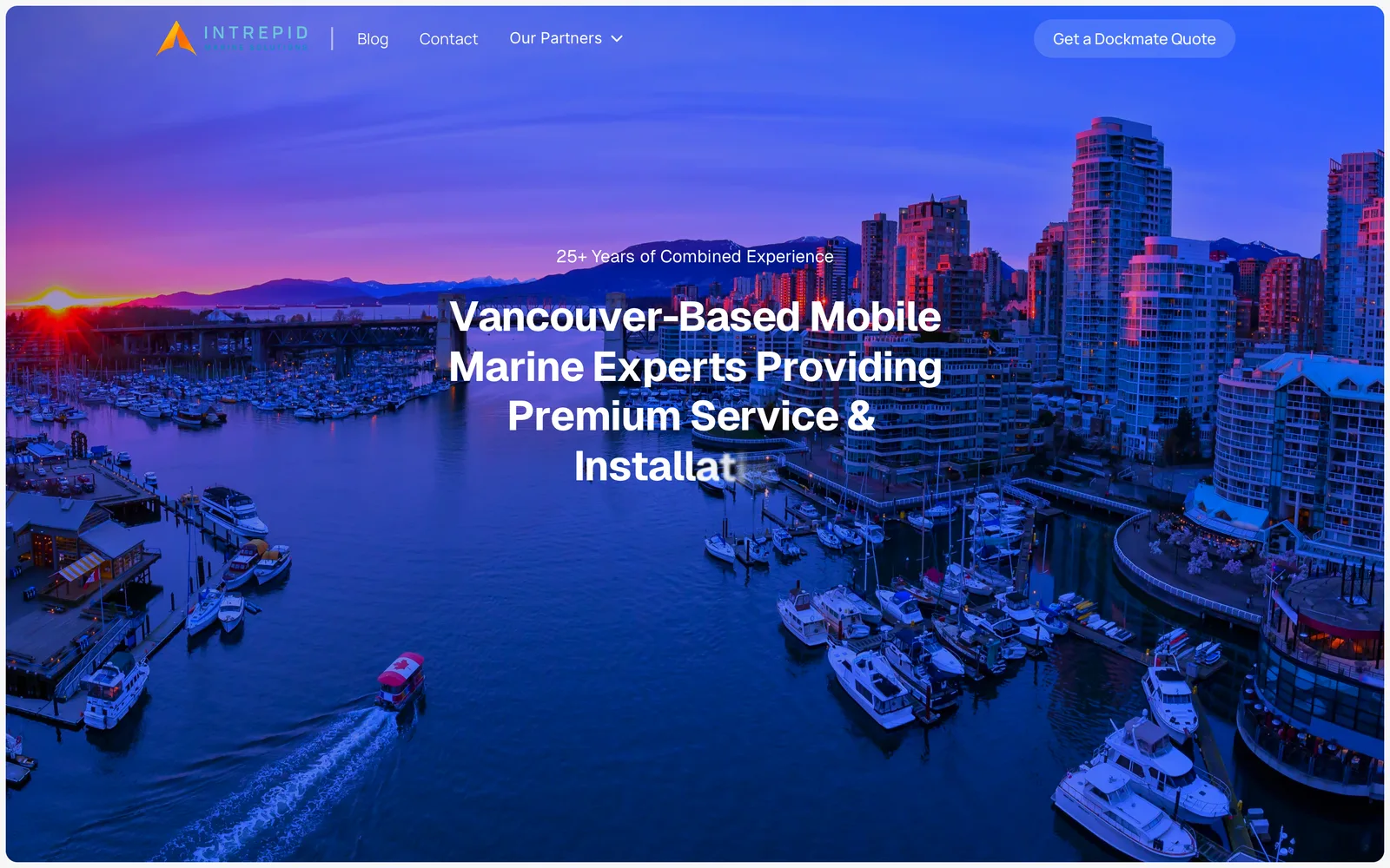 Intrepid Marine Solutions website, designed and built by The 66th