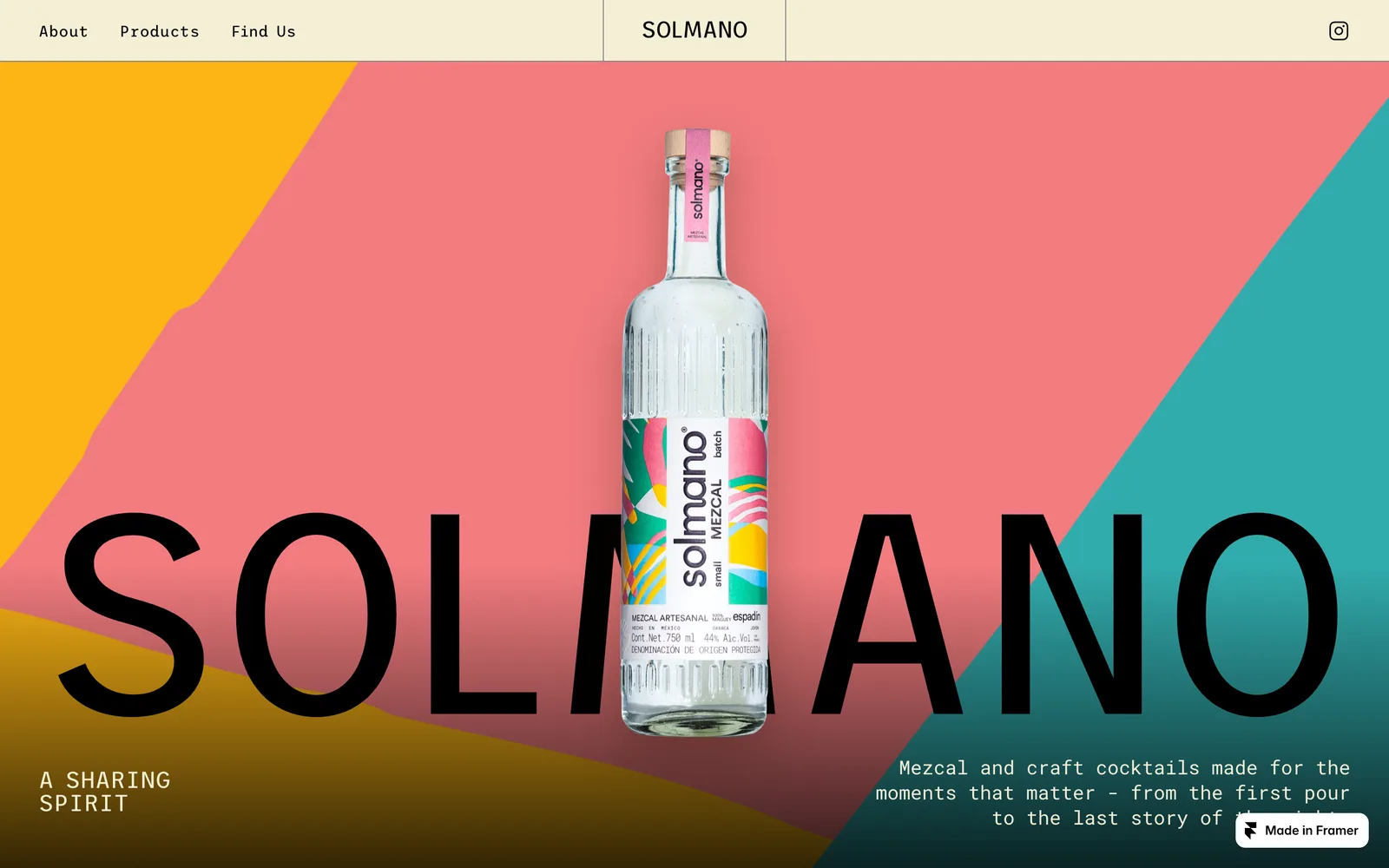 Solmano mezcal website, designed and built by The 66th